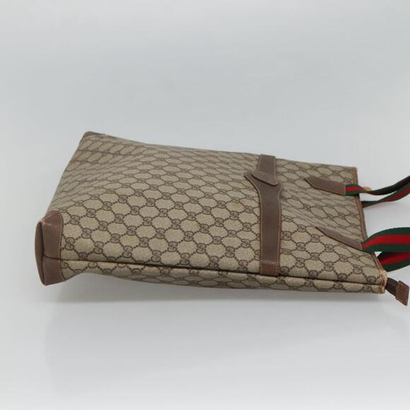 GUCCI GG Supreme Web Sherry Line Tote Bag Pvc Beige Green Red - Picture 5 of 16